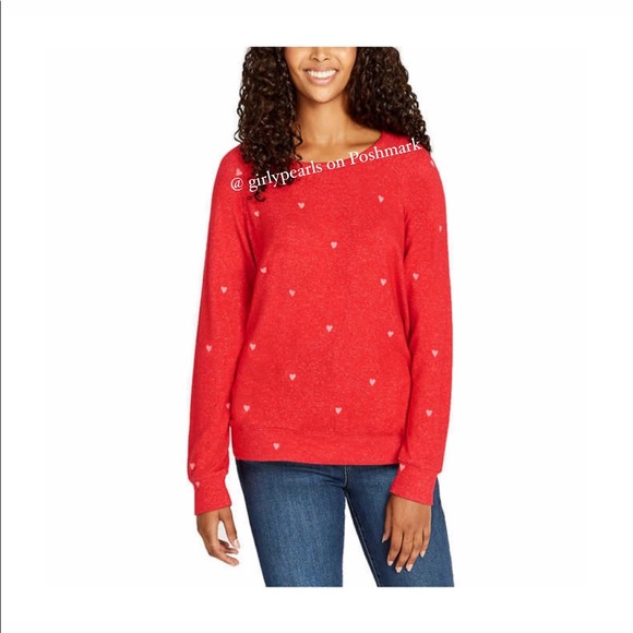 Buffalo Ladies’ Red Crew Neck Sweater Pink Hearts NEW ❤️💗 - Picture 4 of 10